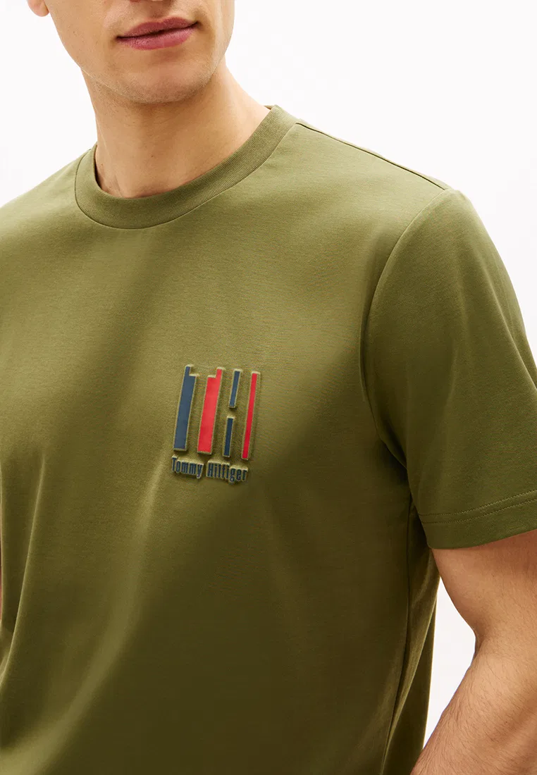 Футболка с тиснением, двойной трикотаж, Icon, TH Mainline Tommy Hilfiger, зеленый — фото 3