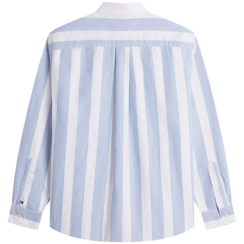 Tommy Hilfiger Рубашка мужская синяя в белую полоску 0GY Lapel Moderate — фото 2