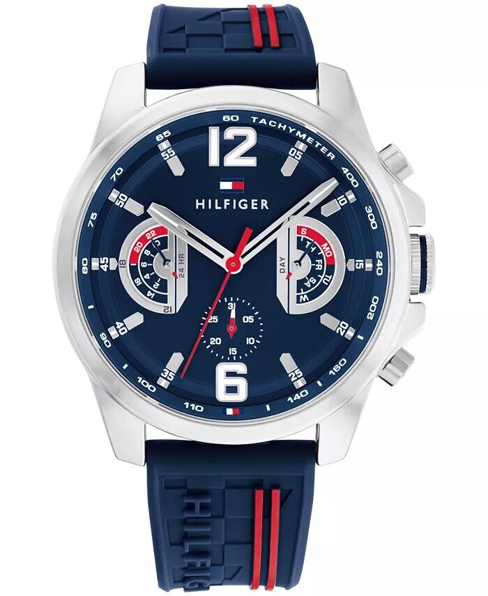 

Мужские кварцевые темно-синие силиконовые часы 46 мм Tommy Hilfiger