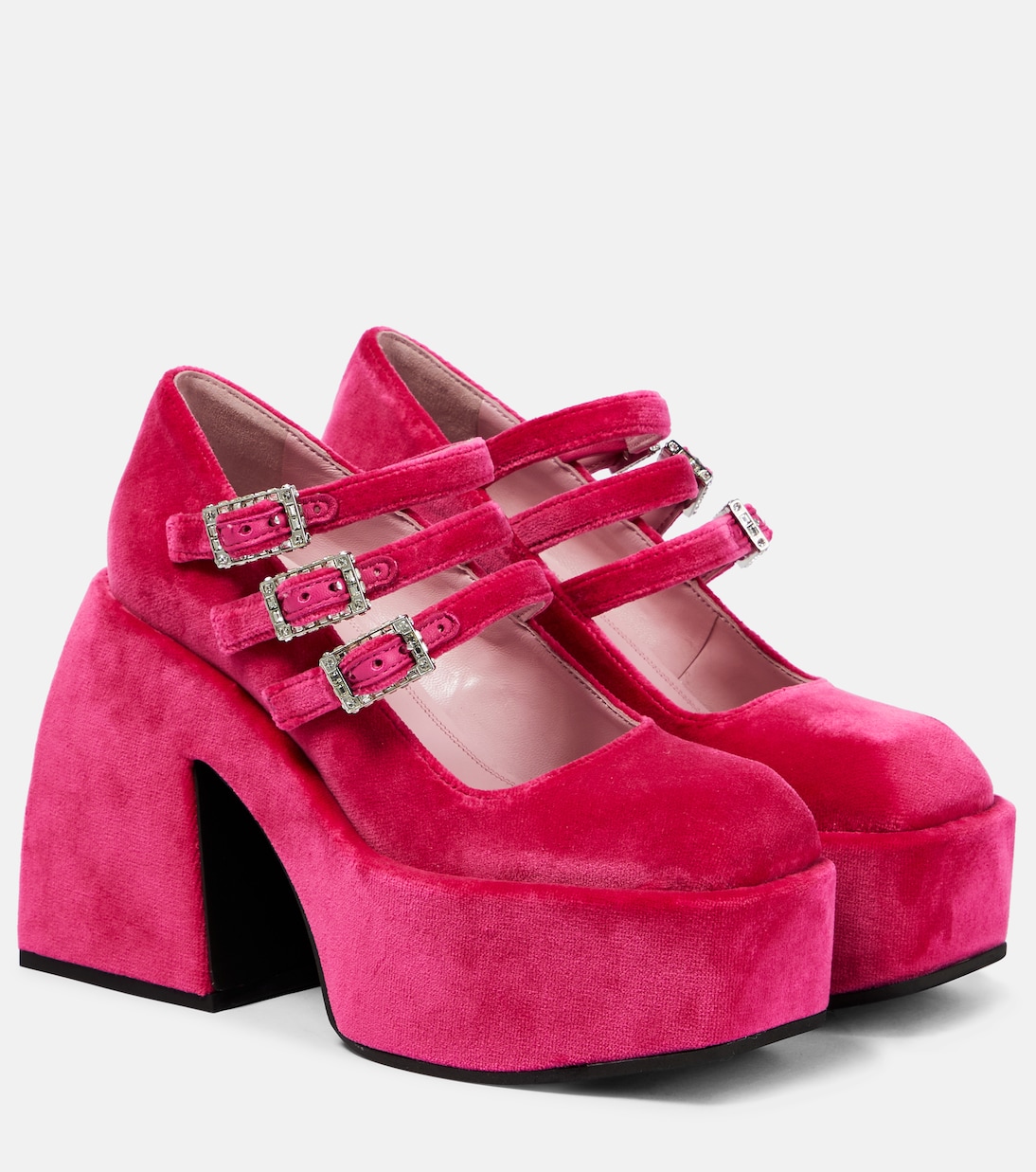 Бархатные туфли-лодочки Bulla Marietta на платформе Nodaleto, Pink Basooka Velvet