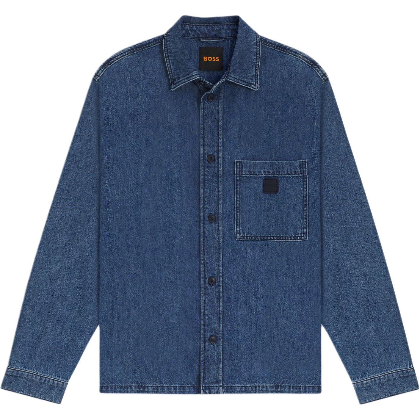 

Джимовая рубашка с накладными карманами HUGO BOSS, темно-синий