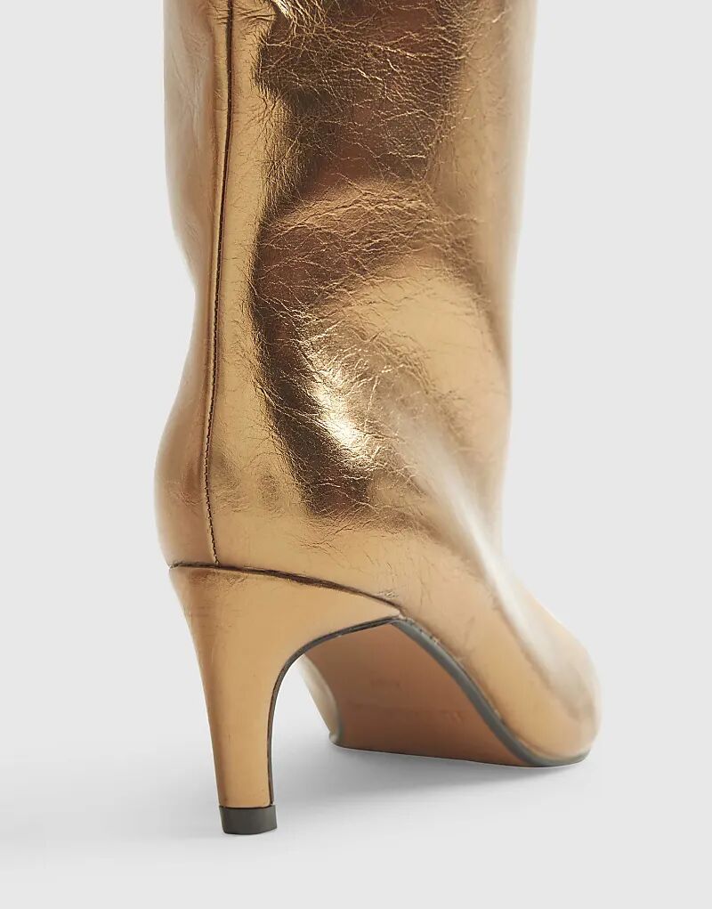 Прямые высокие сапоги River Island бронзового цвета — фото 4
