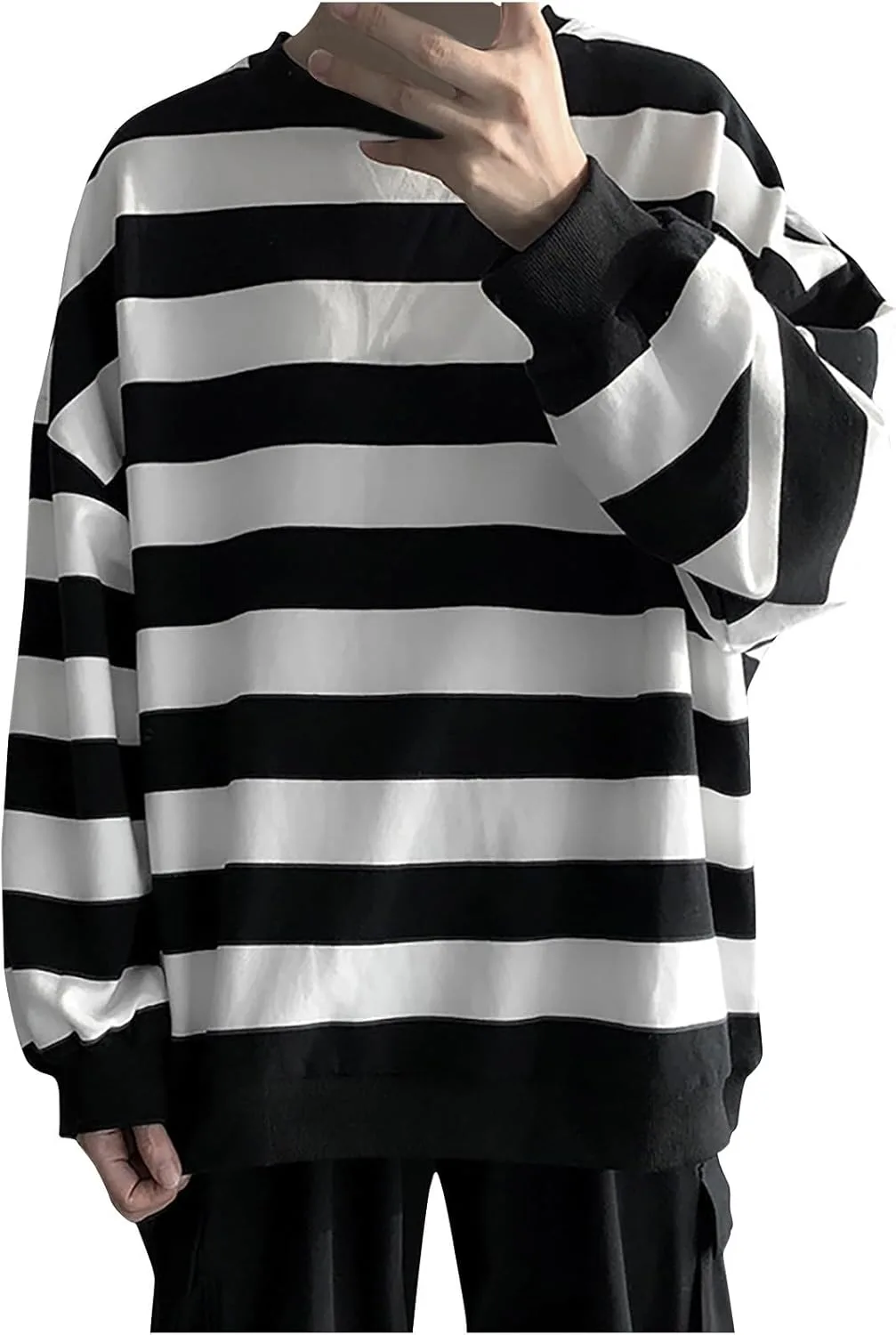 

Мужская футболка с цветными блоками и полосками, длинный рукав, круглый вырез