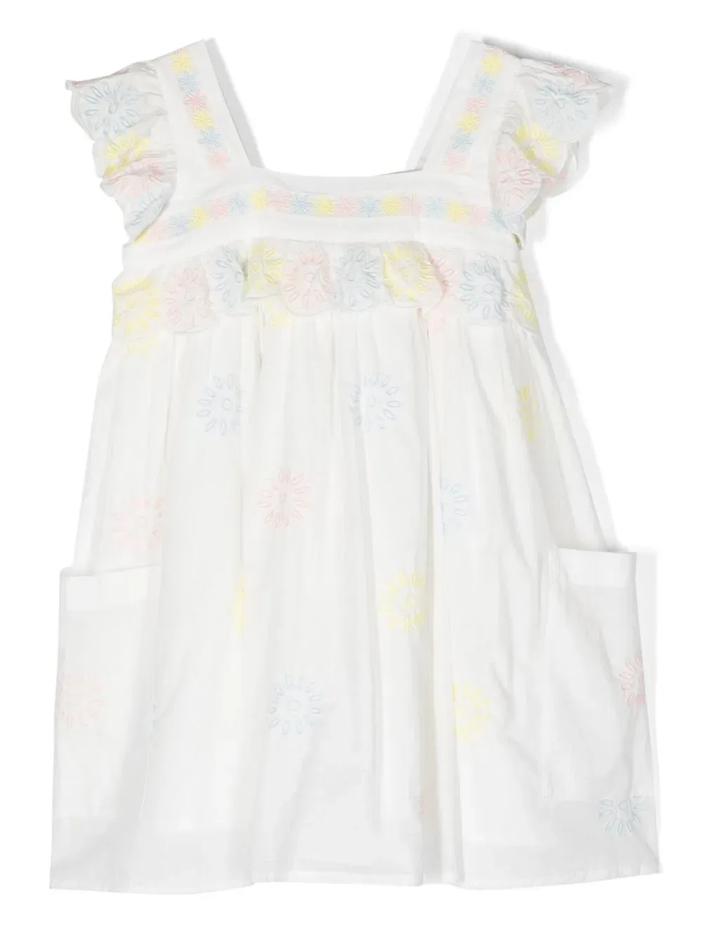 Платье без рукавов с цветочной вышивкой Stella Mccartney Kids, белый