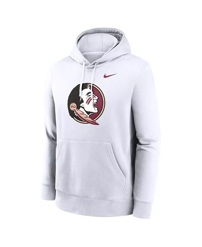 Мужская белая толстовка с капюшоном Florida State Seminoles Primetime Evergreen Club Fleece Pullover Hoodie Nike — фото 2