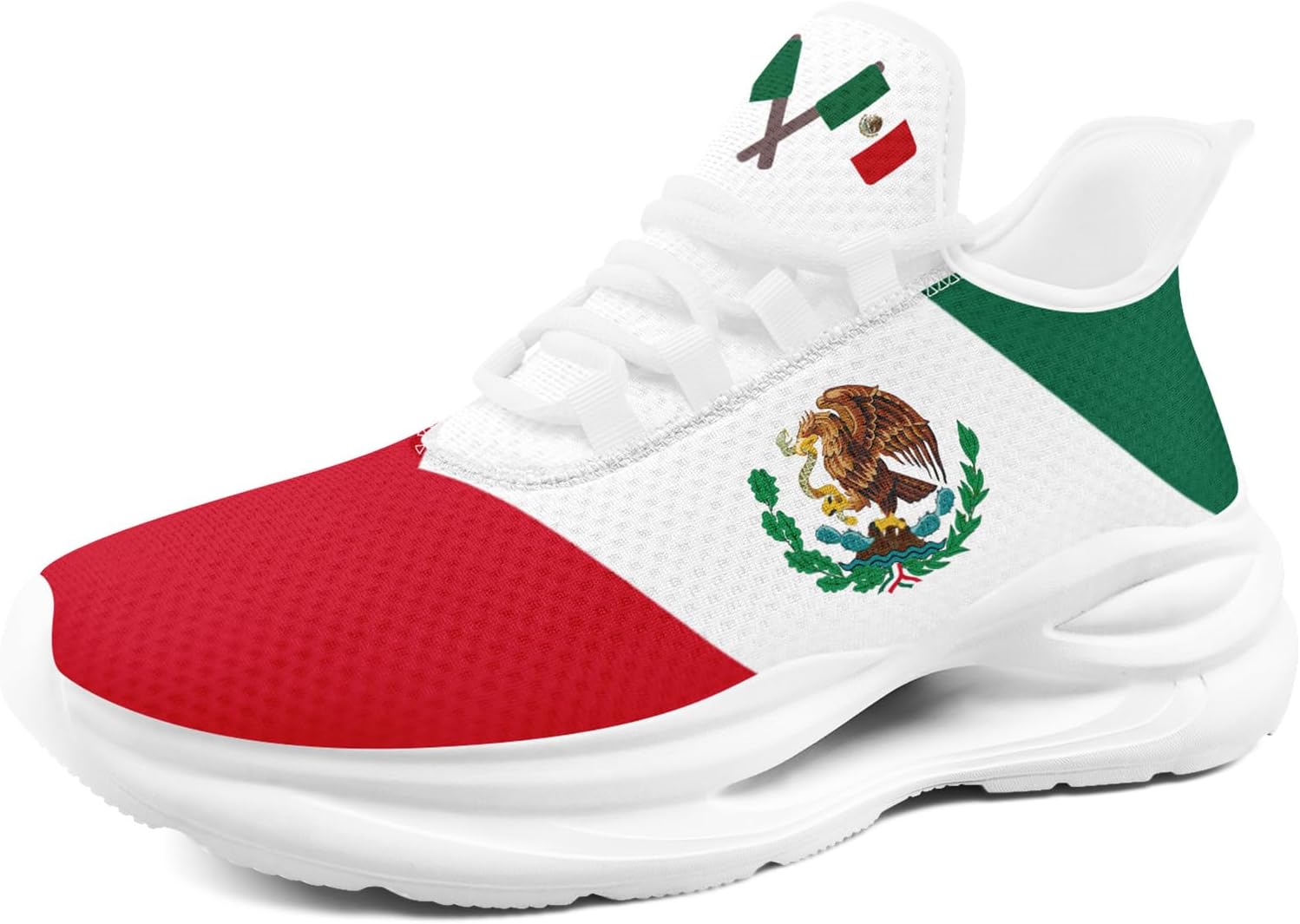 

Кроссовки AWSOLE с флагом Мексики для мужчин и женщин, с сеткой, легкие, дышащие, стильные, для занятий спортом, бега и фитнеса, белый/красный/зеленый