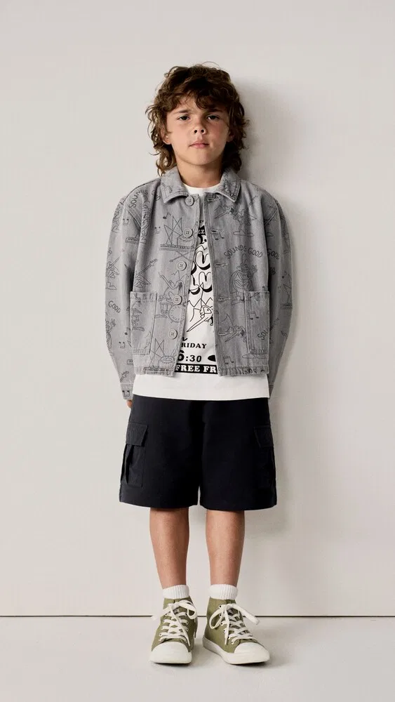 Джинсовая куртка с принтом Stella McCartney Kids, серый — фото 4