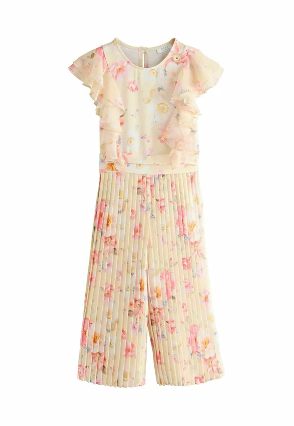 Комбинезон прямого кроя с короткими рукавами и оборками Next, Yellow Floral