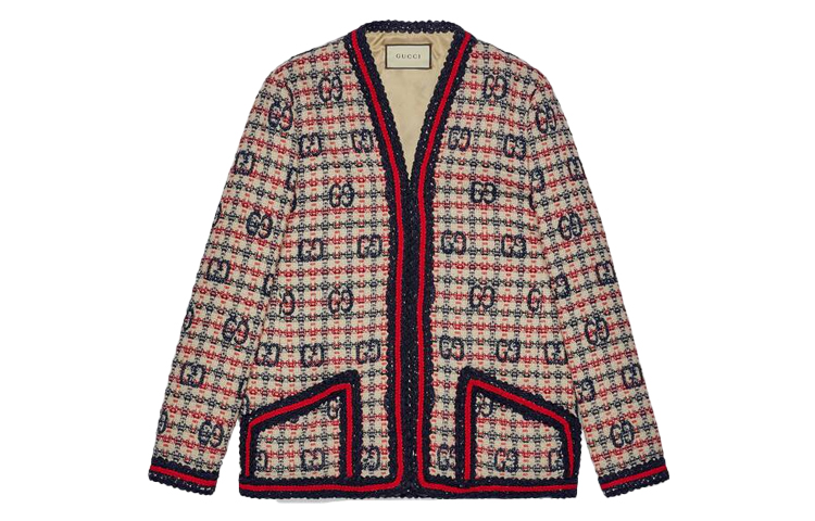 Пиджак из твида GG GUCCI, синий белый красный — фото 2