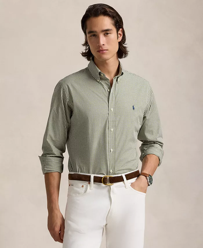 

Мужская классическая рубашка из стрейч-поплина в клетку Polo Ralph Lauren, зеленый