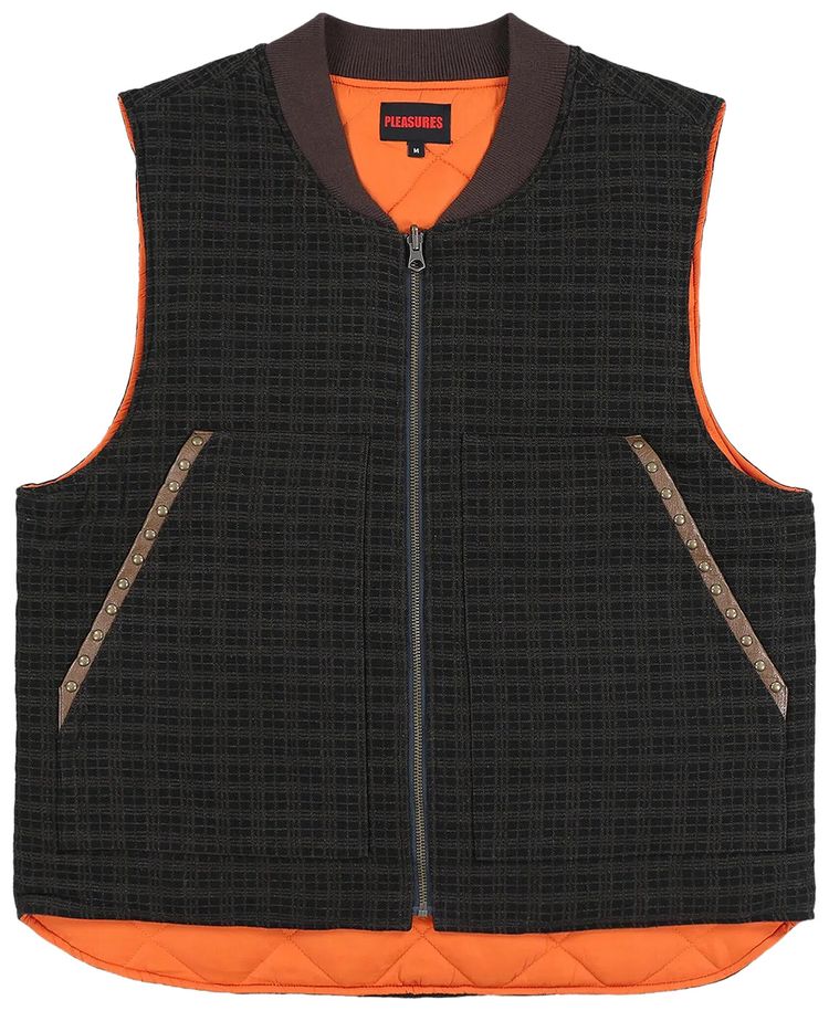 

Жилет Pleasures Horns из джинсовой ткани в коричневую клетку