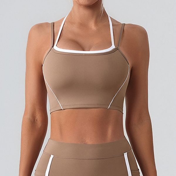 

Женский спортивный топ-бралетт с двойным слоем и регулируемыми бретелями Clearflower, Khaki
