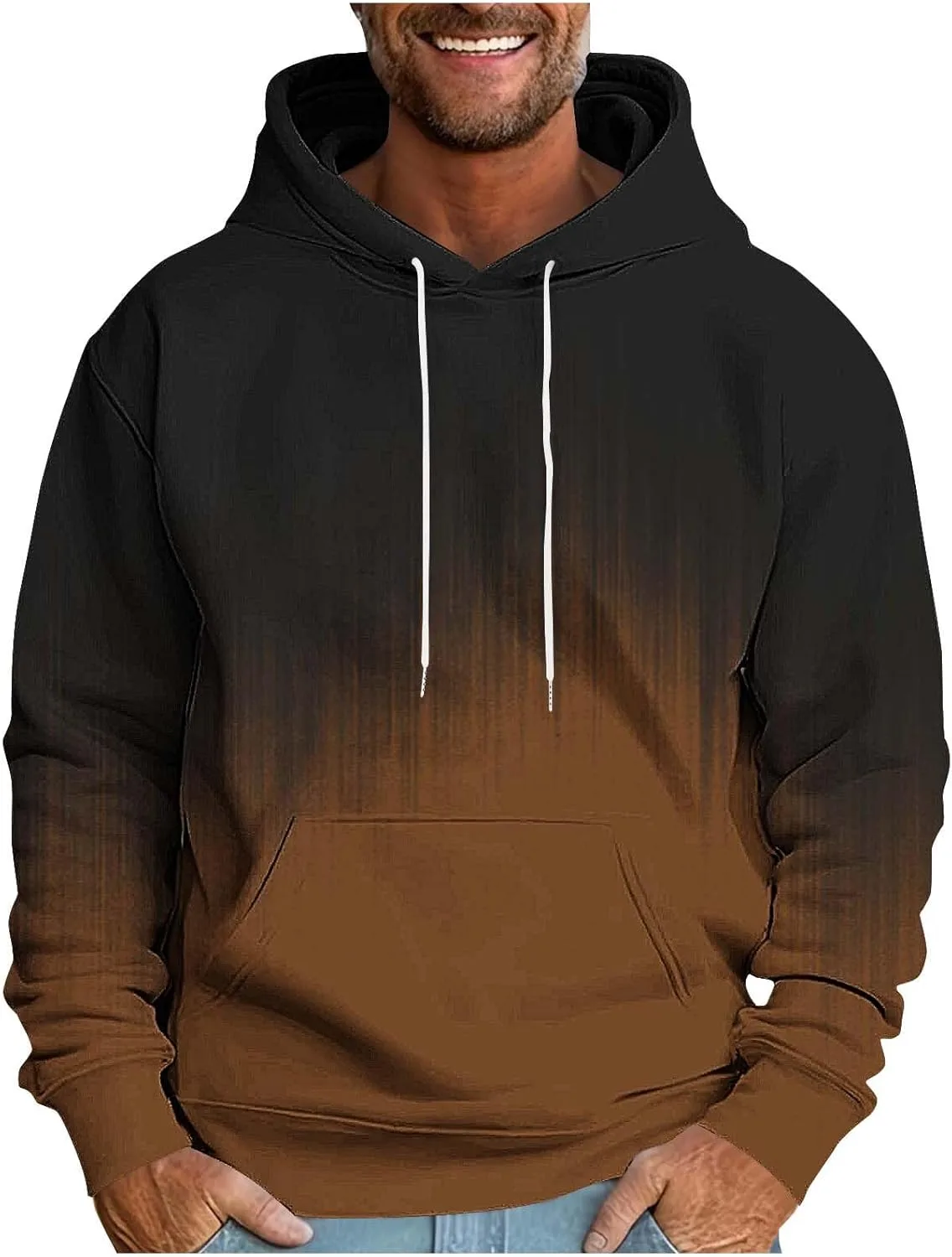 

Мужской худи с флисовой подкладкой, оверсайз, градиент