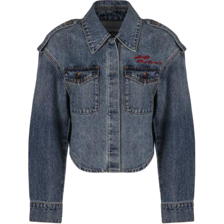 

Короткая куртка со стразами Self-portrait, синий