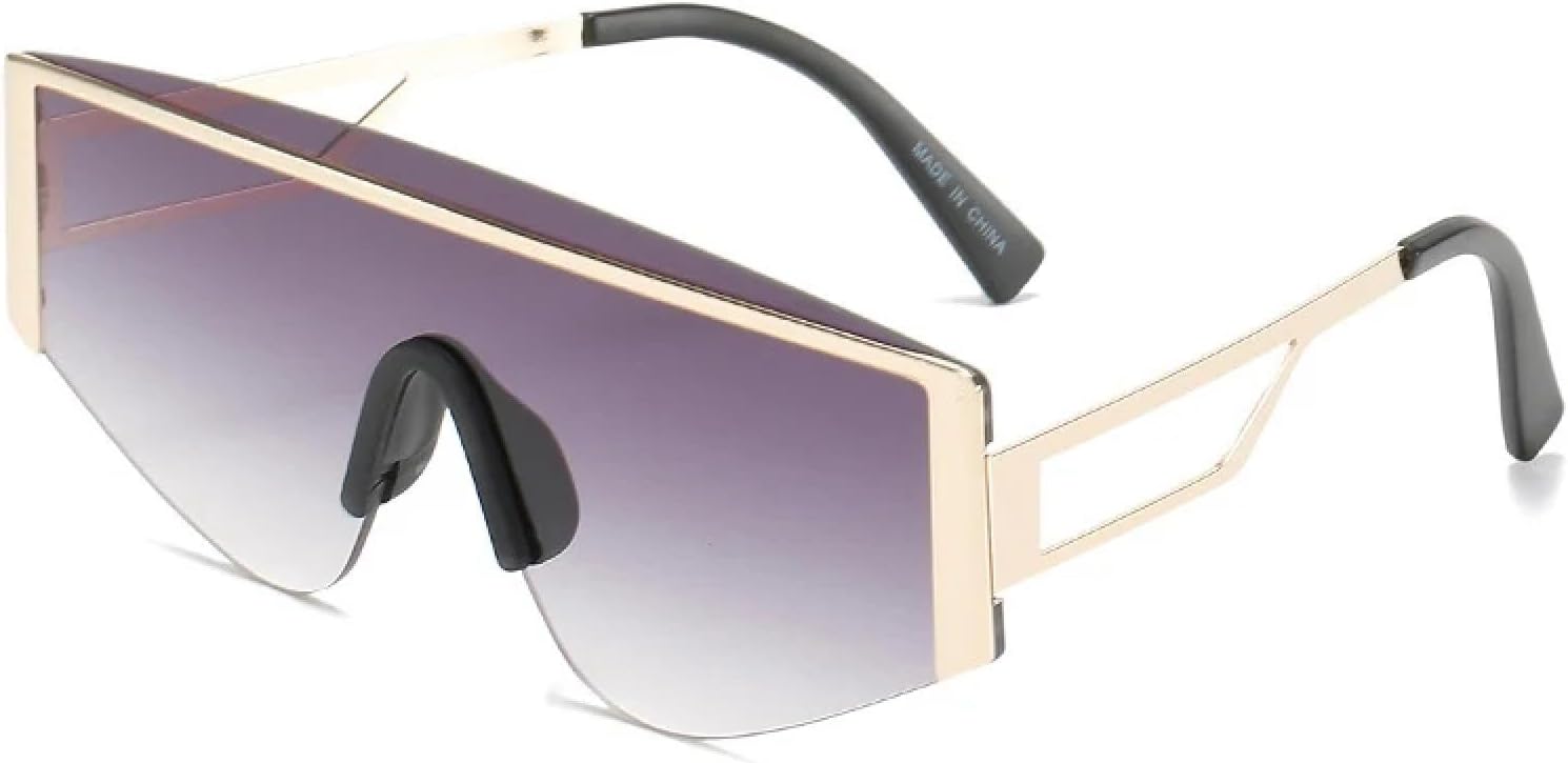 

Модные ретро-солнцезащитные очки в цельной оправе для мужчин и женщин, роскошные металлические очки в стиле панк, для активного отдыха, велоспорта, защиты от УФ-излучения UV400 TKKTLLT, Gold Gradient Gray