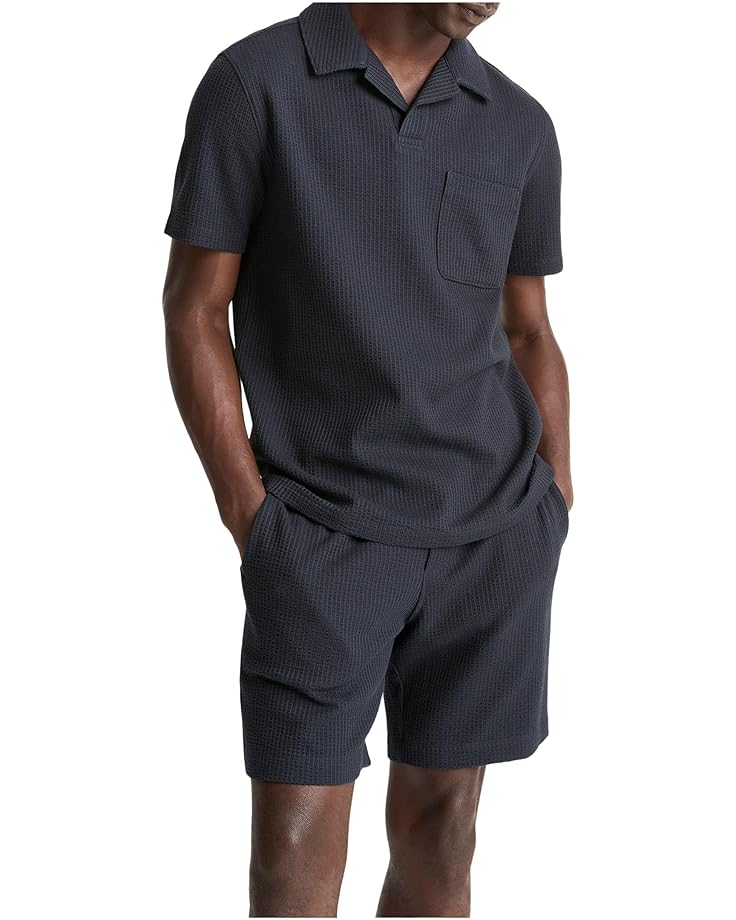 

Мужская рубашка с коротким рукавом Vince Seersucker Knit Johnny Collar, Coastal