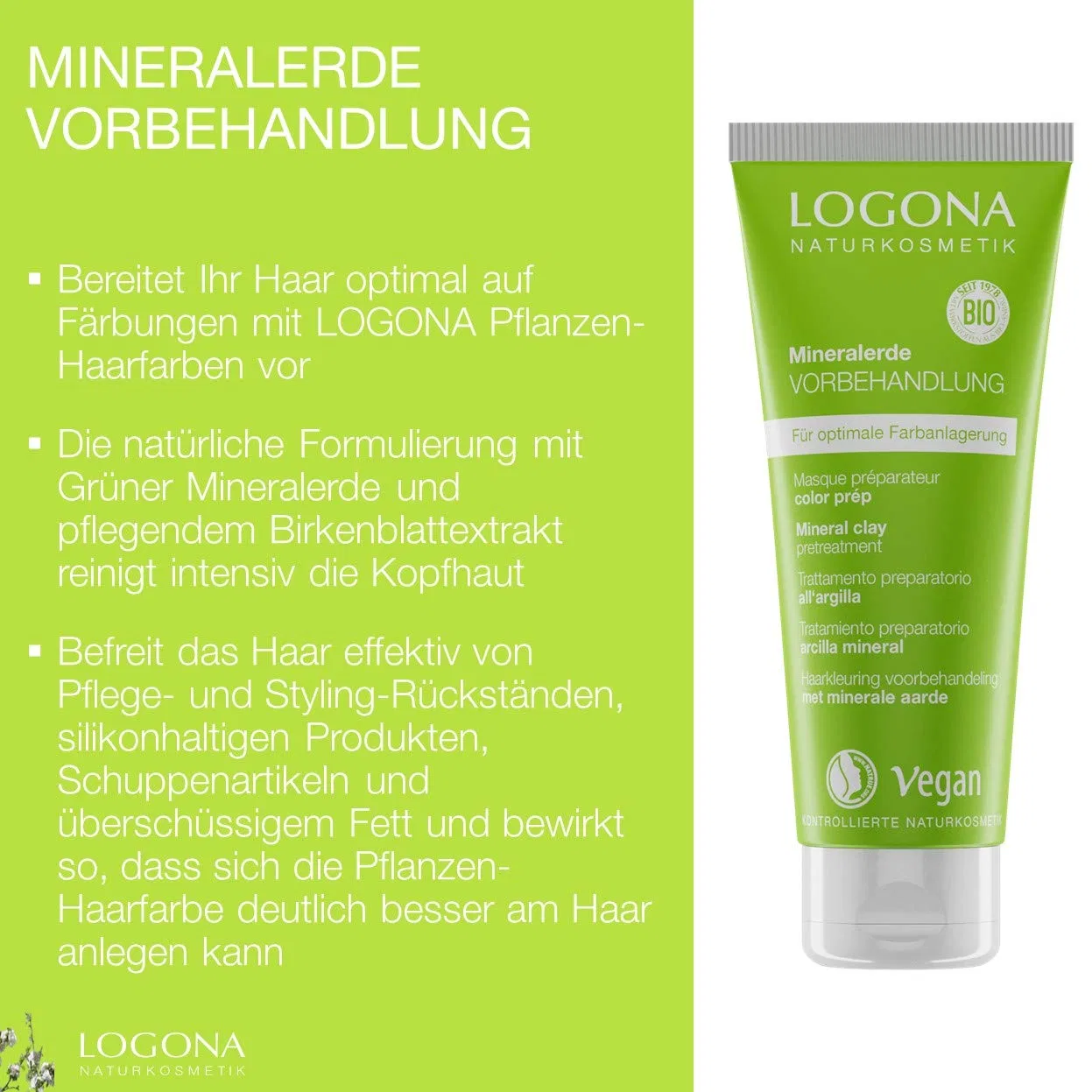 Минеральная почвенная предварительная обработка LOGONA Naturkosmetik для растительных красок для волос ‎Logona — фото 2