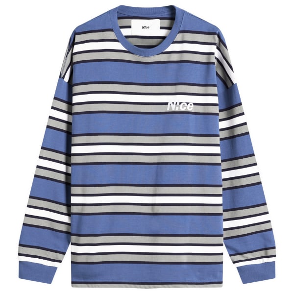 

Футболка с длинными рукавами и каймой в полоску N!Ce, синий