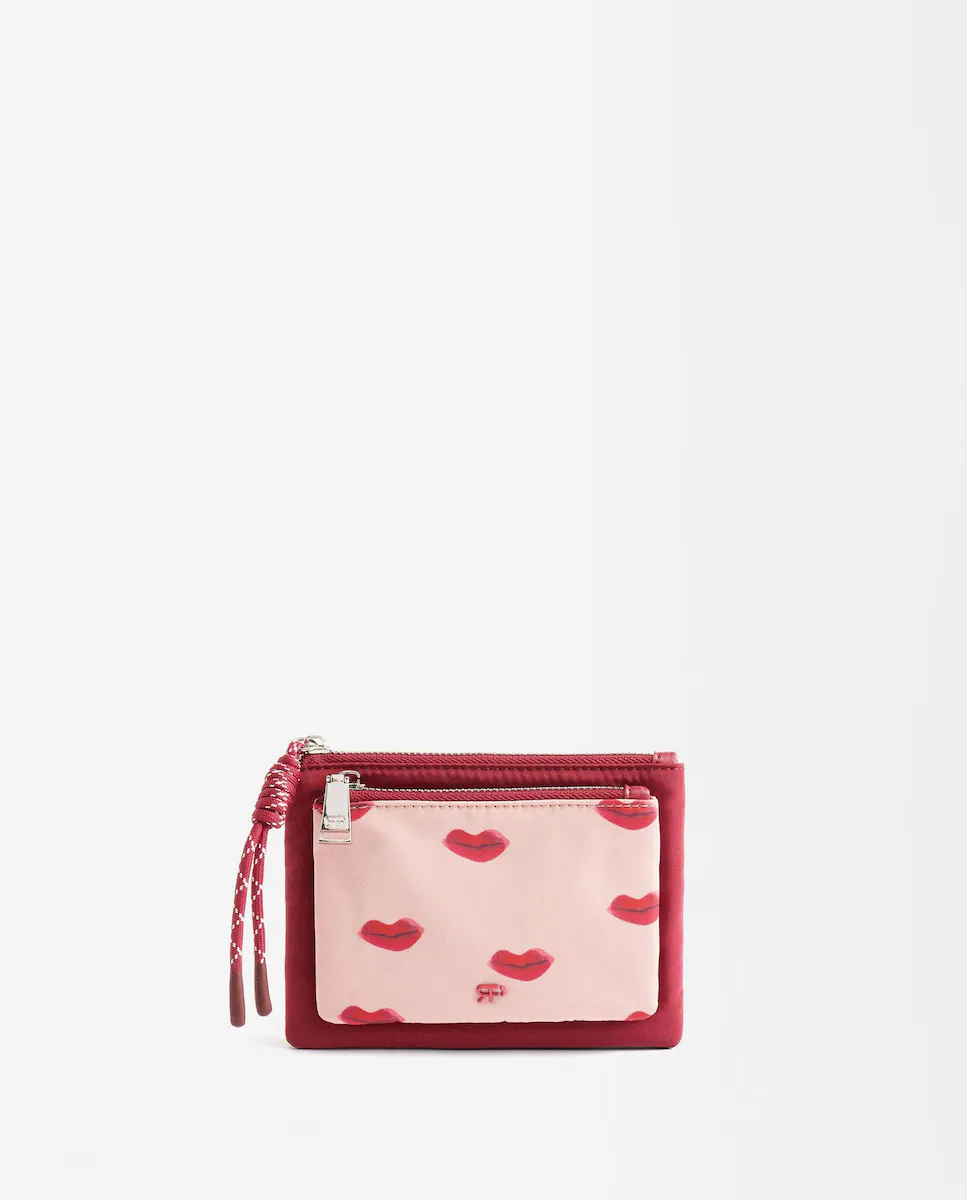 

Маленькая женская сумочка с застежкой-молнией и принтом губ Parfois, красный