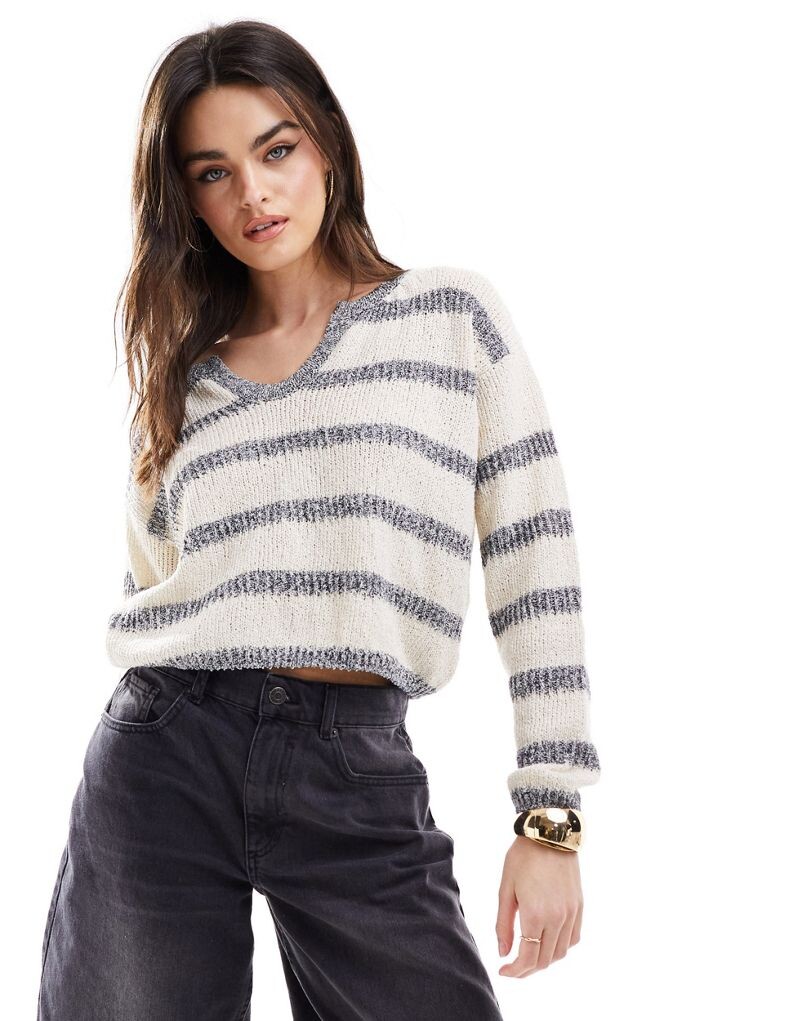 

Укороченный свитер с открытым вырезом и фактурной строчкой ASOS DESIGN