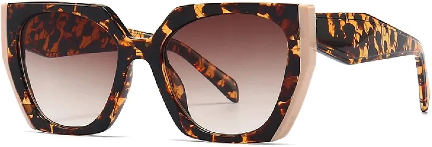 

Модные солнцезащитные очки неправильной формы для женщин и мужчин, в стиле ретро и модерн, «кошачий глаз», женские солнцезащитные очки TYUVIVO, Leopard Pink Grey