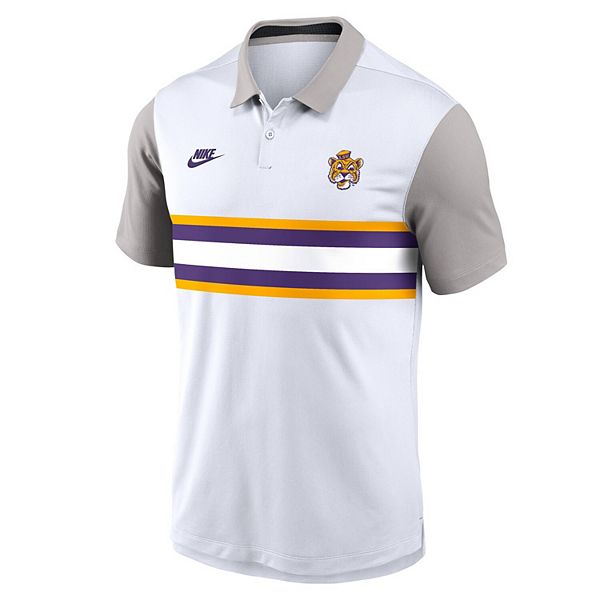 Мужская бело-серая футболка LSU Tigers Athletic Prep Legacy Logo Vapor Performance Polo Nike — фото 3