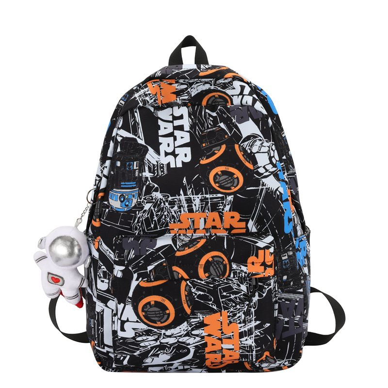 

BALANG Нейлоновый рюкзак унисекс черно-синий и бело-оранжевый, Black+Silver Face Astronaut Charm