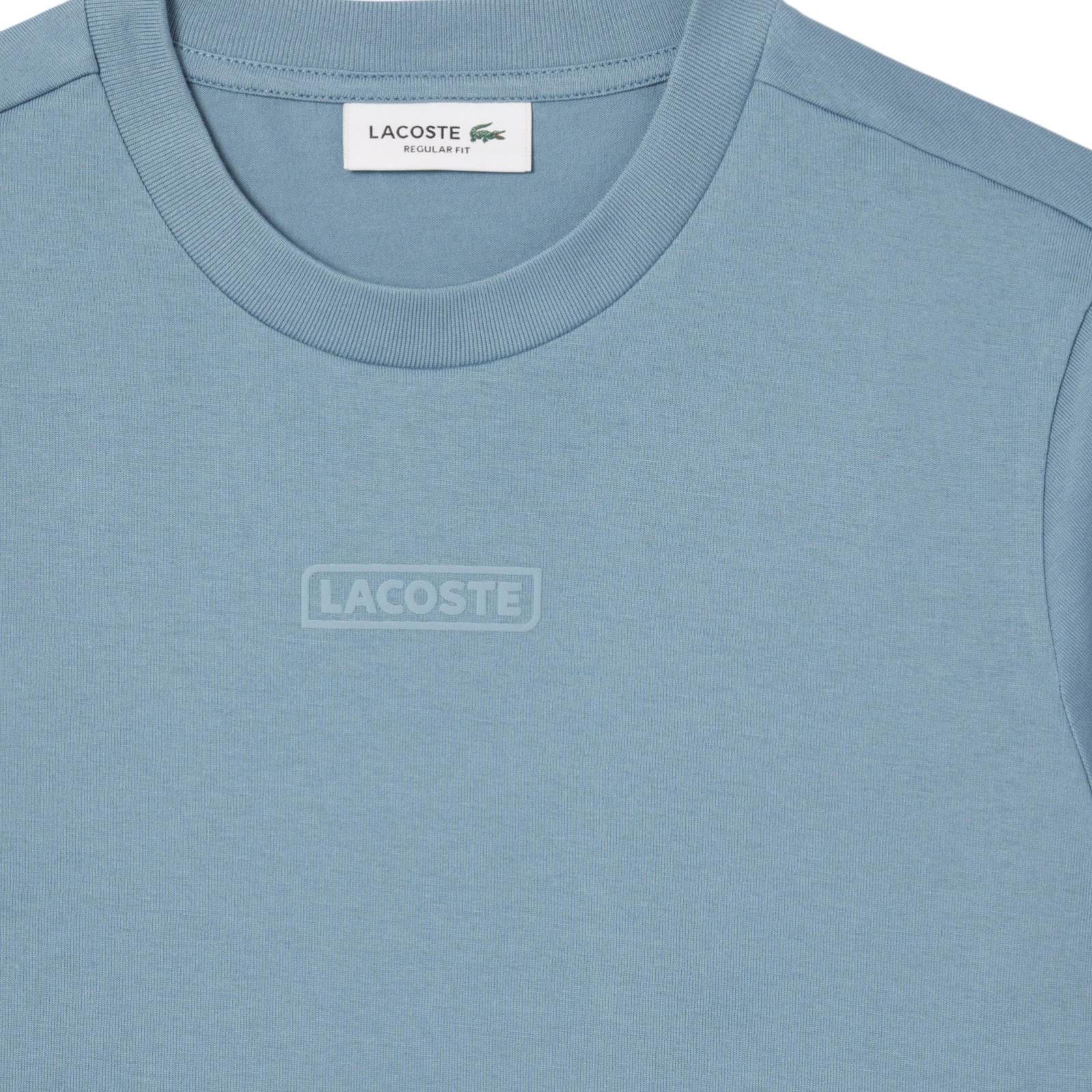 Футболка женская LACOSTE, синяя, с фирменным логотипом — фото 4