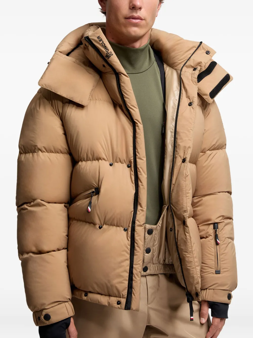 Пальто с утеплённым съемным капюшоном Moncler, коричневый — фото 4