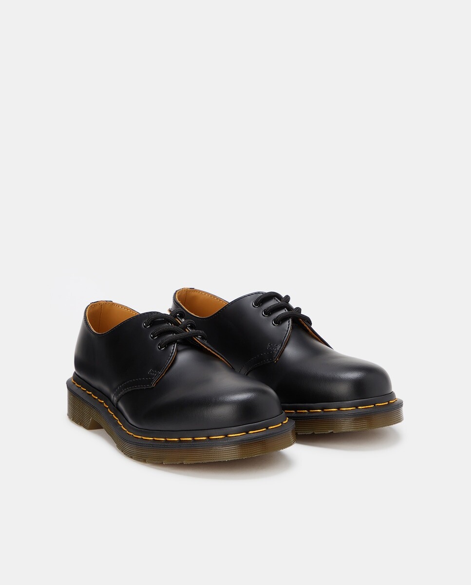 Туфли унисекс на шнуровке из черной кожи с желтой строчкой Dr. Martens, черный — фото 2