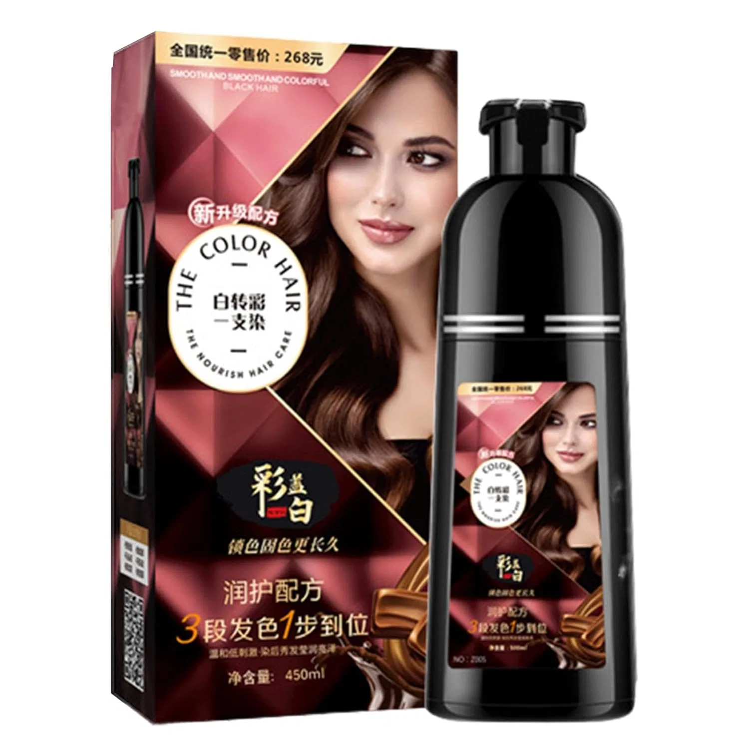 Шампунь-краска для натуральных волос, 450 мл Generic, Red-Wine