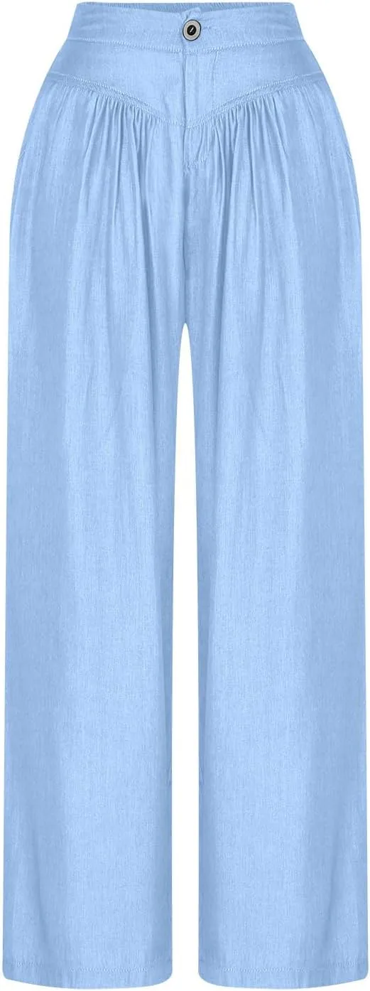 

Женские джинсы Wide Leg с защипами спереди, высокие