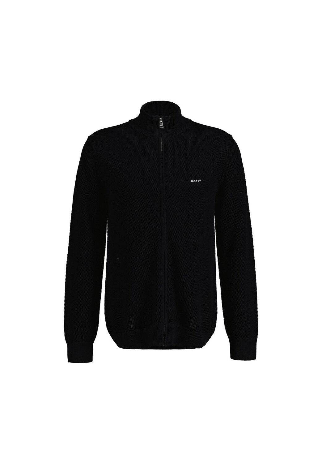 

Кардиган мужской из пике - COTTON PIQUE ZIP CARDIGAN, молния, хлопок GANT, черный