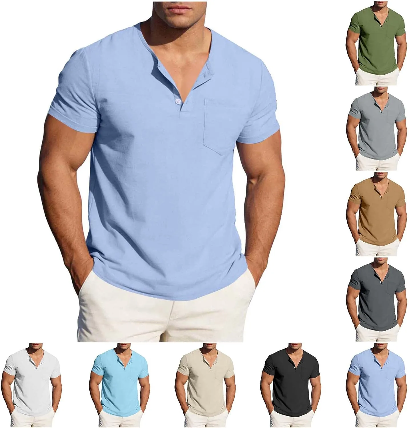 

Мужская футболка с V-вырезом и нагрудным карманом