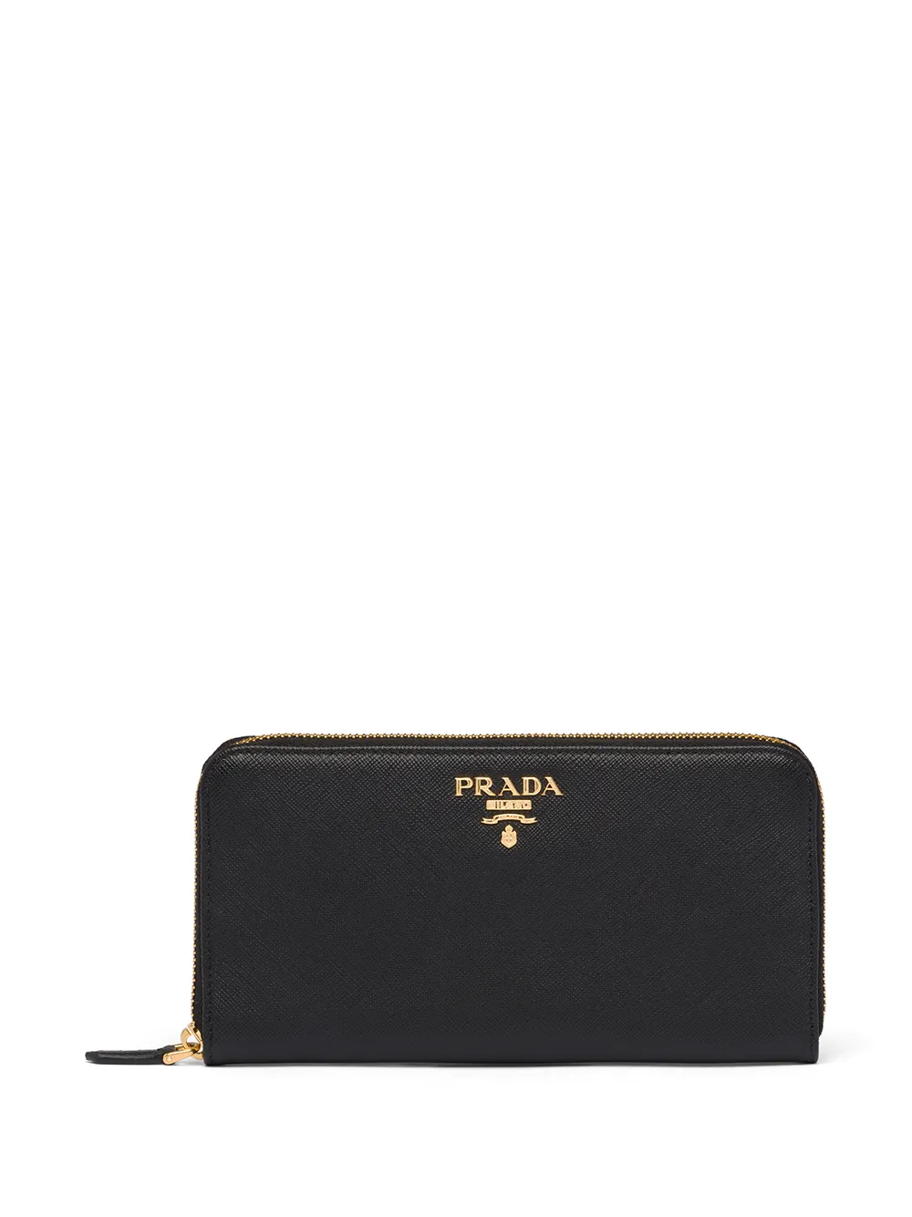

Большой кошелек с металлическим логотипом Prada, черный