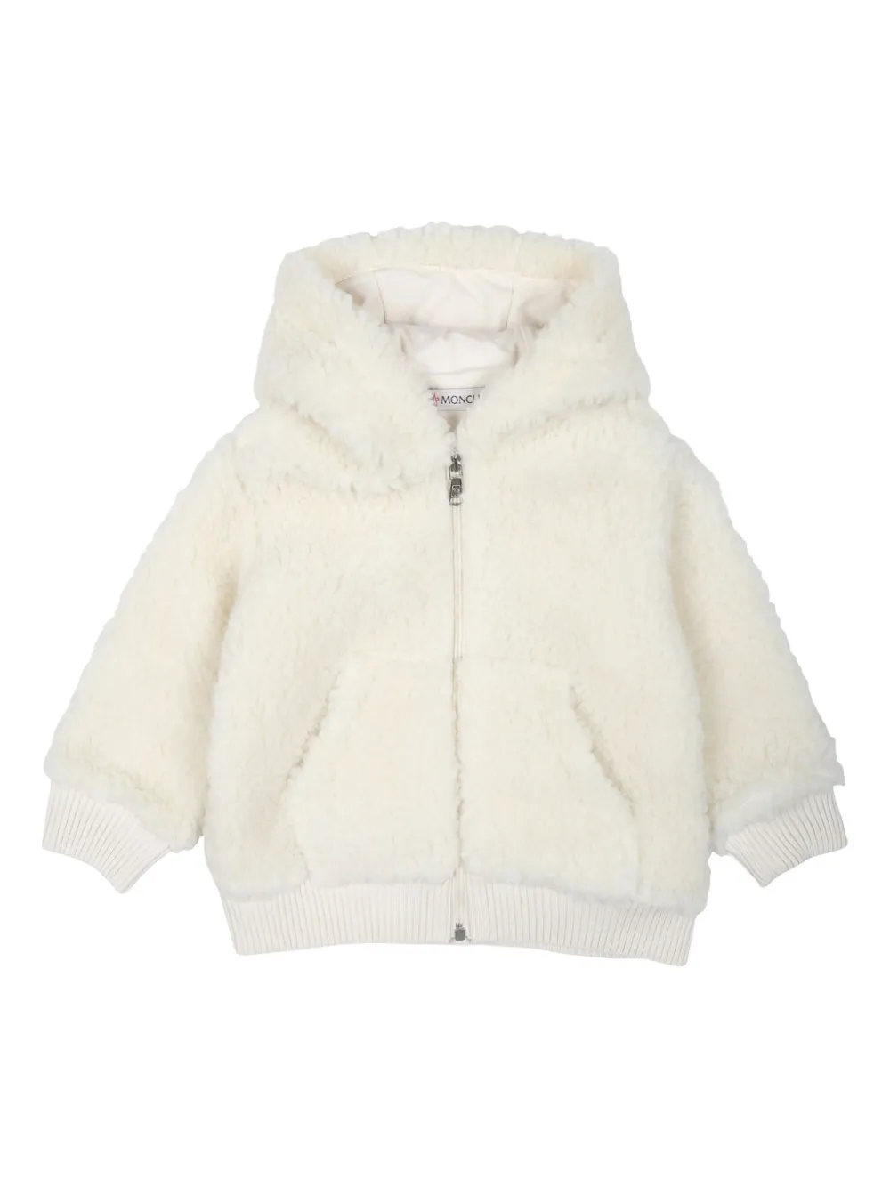 

Шуба из искусственного меха с капюшоном Moncler Enfant, белый