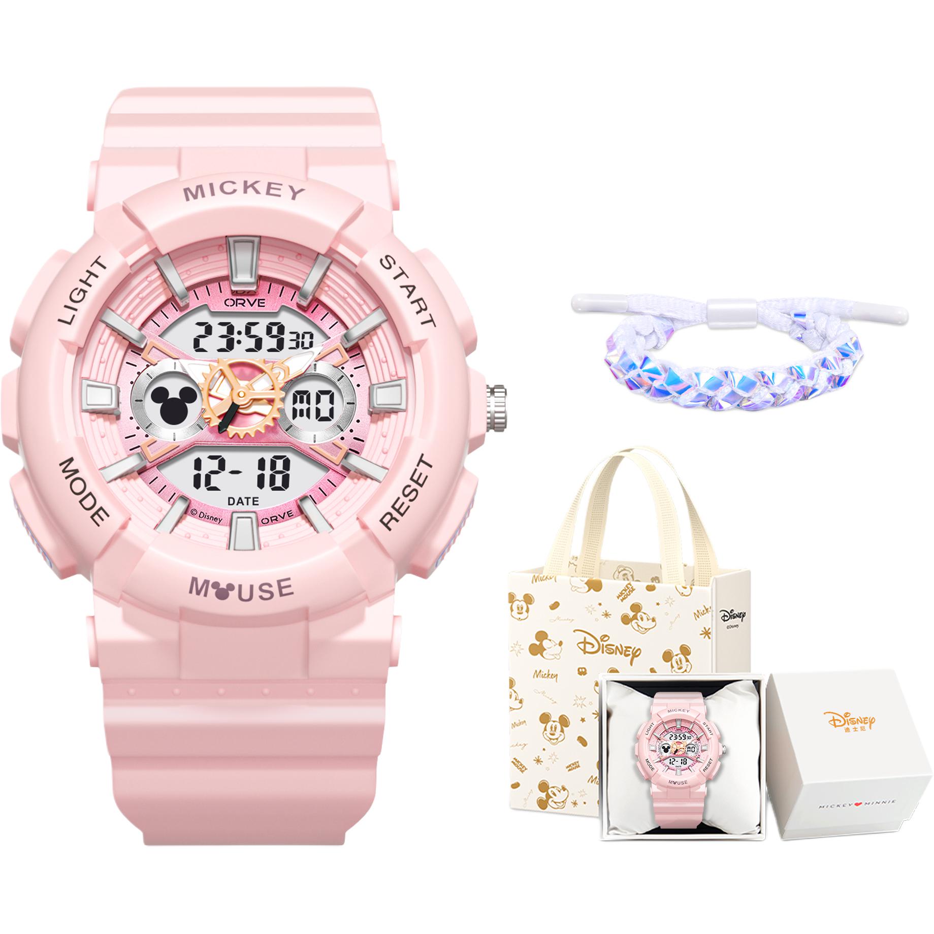 

Disney Часы Mickey Electronic+Quartz Movement Rubber Strap Watch Unisex White Dial, Girly Pink[Disney Box+Bracelet+Greeting Card]