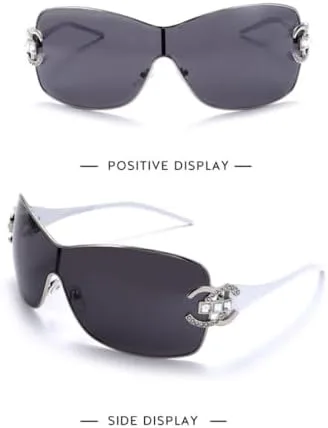 

Винтажные солнцезащитные очки-маски без оправы 2027 года для женщин, модные солнцезащитные очки большого размера для мужчин, линзы с градиентом MTZJH, Pink