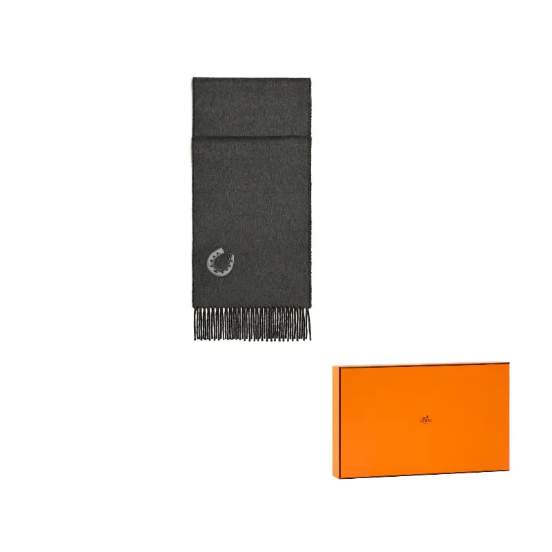 

HERMES Вязаный шарф мужской черный, Black
