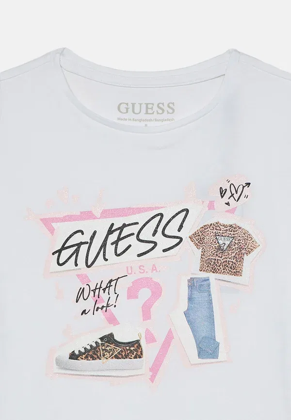 Футболка детская Guess, Kids teens ss t-shirt_logo print t-shirt, цвет чистый белый — фото 4