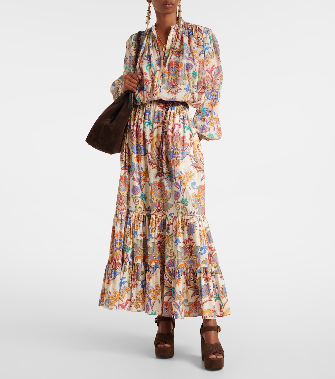 Многослойная хлопковая юбка макси с узором пейсли Etro, Stampa F. Do Bianco — фото 2
