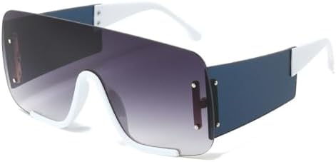 

Солнцезащитные очки в полуободковой оправе для женщин и мужчин, модные панк-очки, большие солнцезащитные очки с плоской верхней частью, винтажные очки MTZJH, White Gray