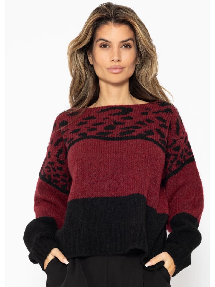 

Пуловер SASSYCLASSY Oversize Pullover, цвет Leo-PrintWeinrot