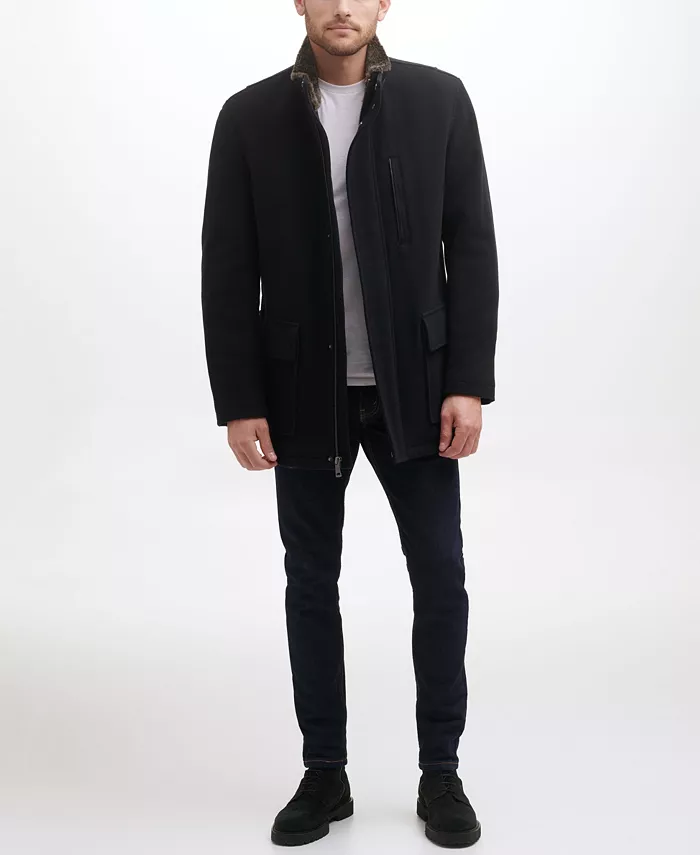 

Мужское шерстяное пальто Car Coat с ворсом Cole Haan, черный