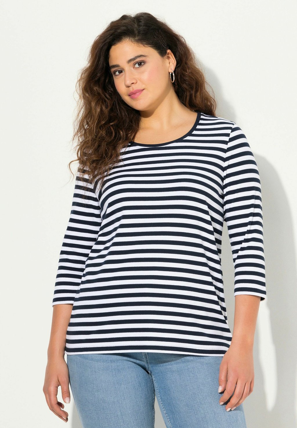 

Топ с длинными рукавами STRIPED 3/4 SLEEVE TEE Ulla Popken, темно-синий