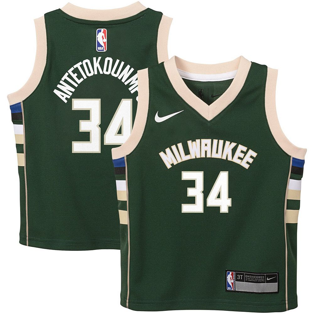 

Джерси Nike Giannis Antetokounmpo Green Milwaukee Bucks Swingman Player для малышей — Icon Edition, цвет Buk Green