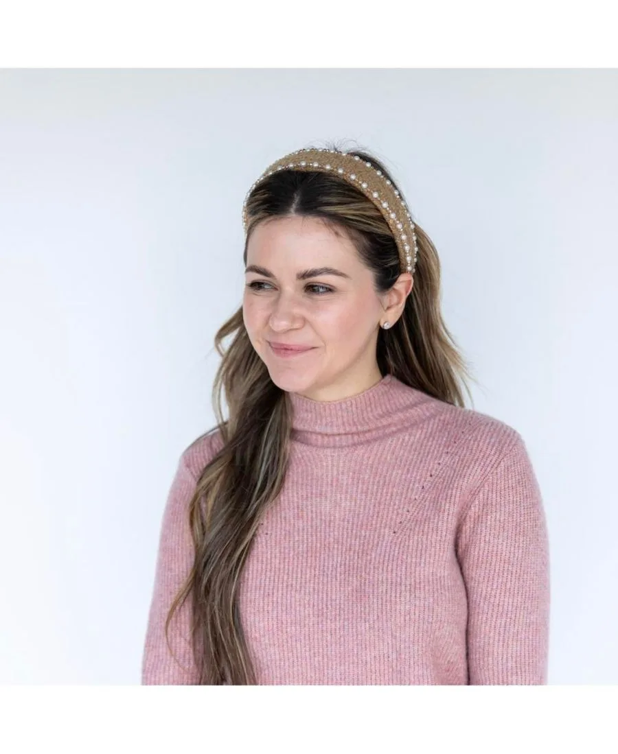 Headbands of Hope Классическая жемчужная повязка на голову для женщин - бежевая — фото 3
