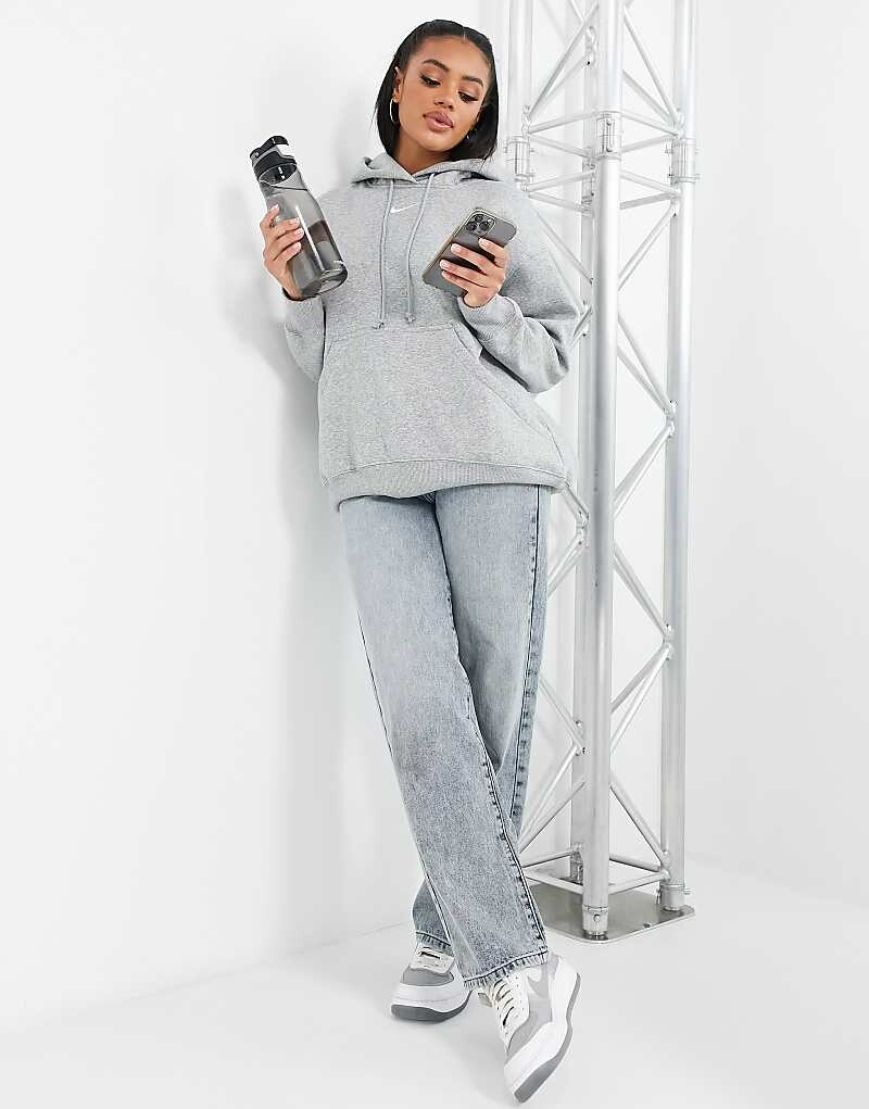 Серая толстовка оверсайз из флиса Nike Phoenix Fleece — фото 4