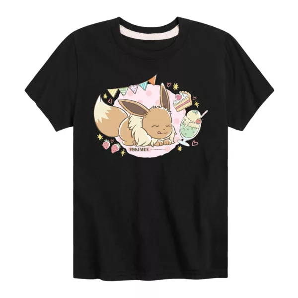 

Футболка для мальчиков 8-20 лет с принтом Eevee из Pokémon Cafe Licensed Character, черный