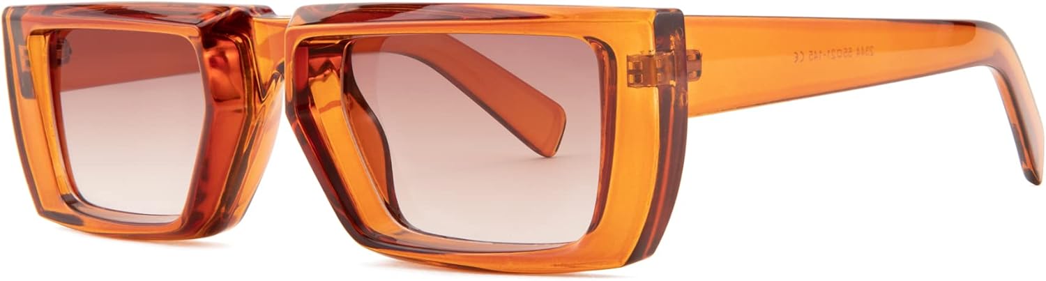 

Солнцезащитные очки FEISEDY маленького прямоугольного размера для женщин и мужчин, в стиле ретро, ​​с толстой пластиковой оправой, в стиле Y2K, футуристические очки B2339, 003 Transparent Tea Frame/Gradient Tea Lens